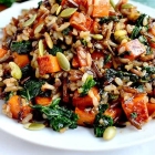 Wild Rice with Caramelized Sweet Potatoes, Shallots and Mushrooms