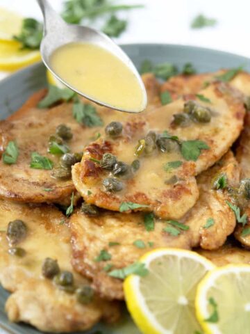 chicken piccata with capers and a lemon sauce