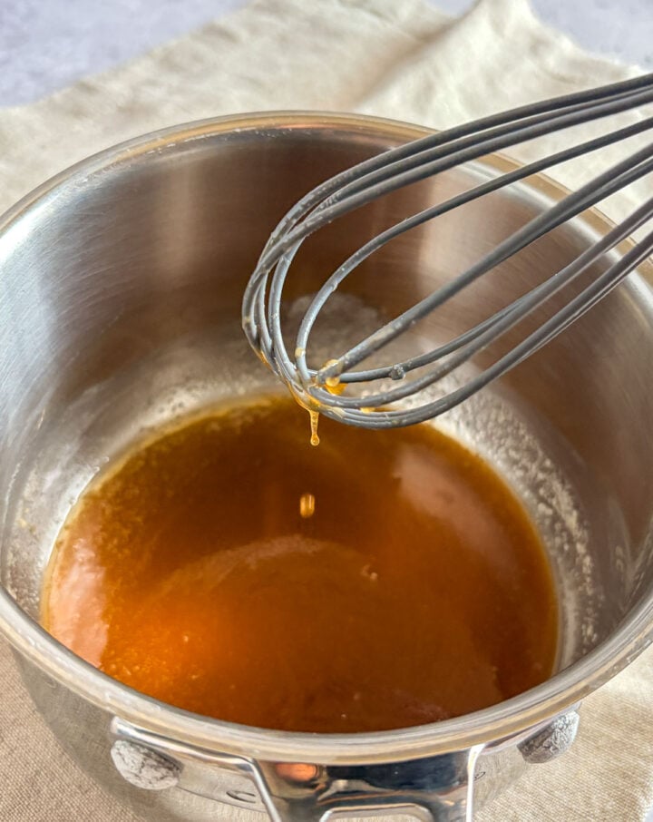 maple brown sugar glaze in sauce pan