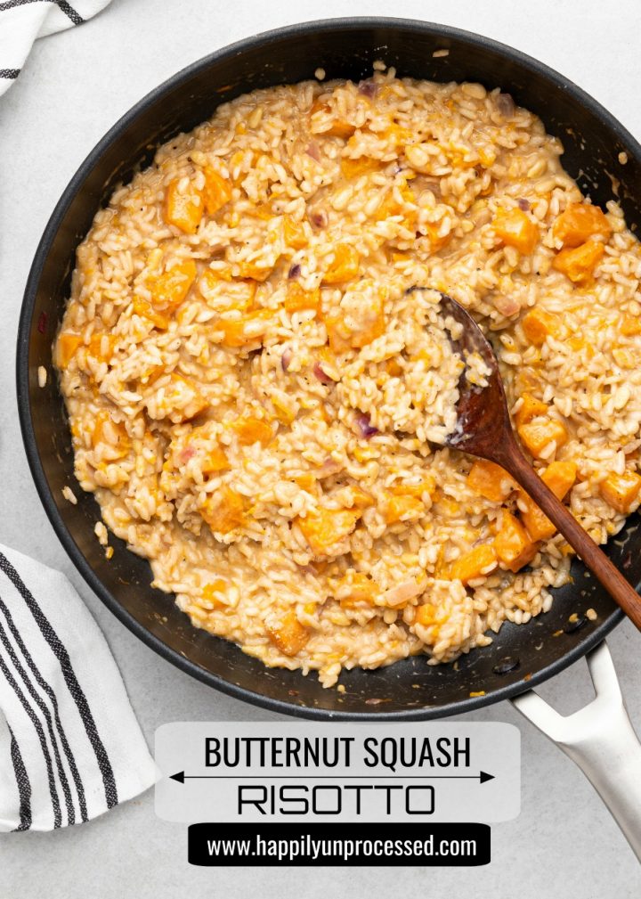 BUTTERNUT SQUASH RISOTTO - Creamy risotto with sweet butternut squash #risotto #squash #butternut #cleaneating #happilyunprocessed
