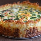 Spinach and Gruyere Cheese Quiche with a Hash Brown Crust