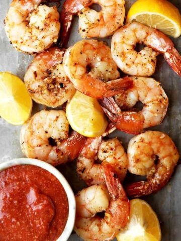 OVEN ROASTED SHRIMP COCKTAIL - roasting intensifies shrimps flavor #shrimp #seafood #appetizers #happilyunprocessed