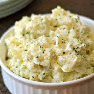 potato salad garnished with parsley
