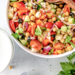 Mediterranean Chickpea and Feta Salad recipe 150x150 - Shaved Brussel Sprout Salad with Honey Mustard & Apple Vinaigrette