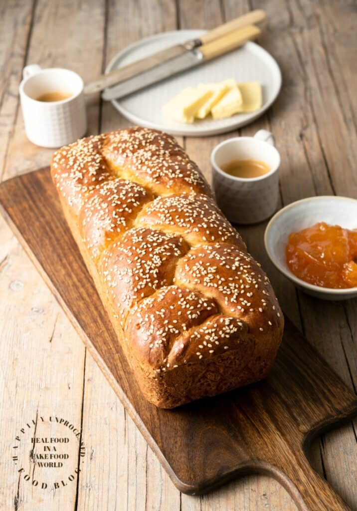 BRIOCHE BRAIDED LOAF - This bread is as easy to make as it is beautiful #brioche #hmemade bread #happilyunprocessed