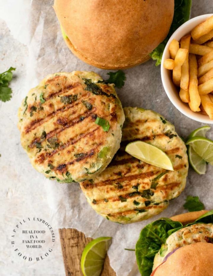 CHICKEN BURGERS WITH AVOCADO AND GRUYERE CHEESE - packed with flavor, moist and a great burger #chicken #burgers #grill #summer #weeknightdinner #happilyunprocessed.com