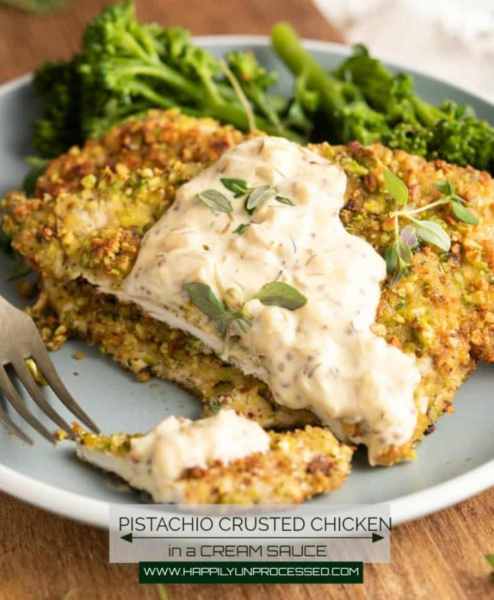 HONEY MUSTARD PISTACHIO CHICKEN - a delicious blend of the most amazing flavors #chicken #dinner #happilunprocessed