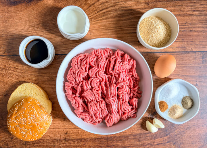 Ingredients for juicy burger recipe