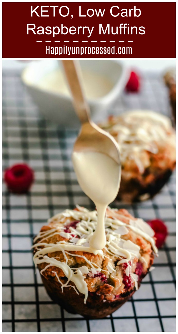 Low carb keto raspberry muffins made with almond and coconut flours  - Keto Raspberry Muffins