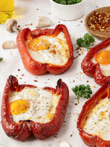 Egg Stuffed Red Peppers are a healthy breakfast