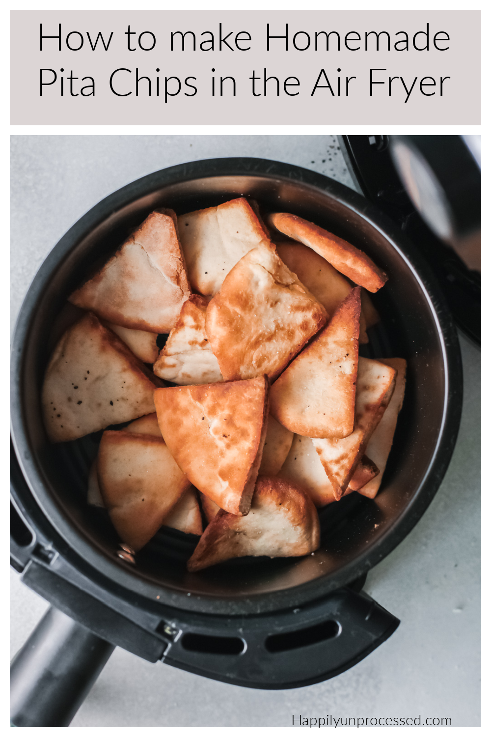 Learn how to make homemade pita chips using an air fryer. Less salt and oil than store bought pita chips - Air Fryer Pita Chips
