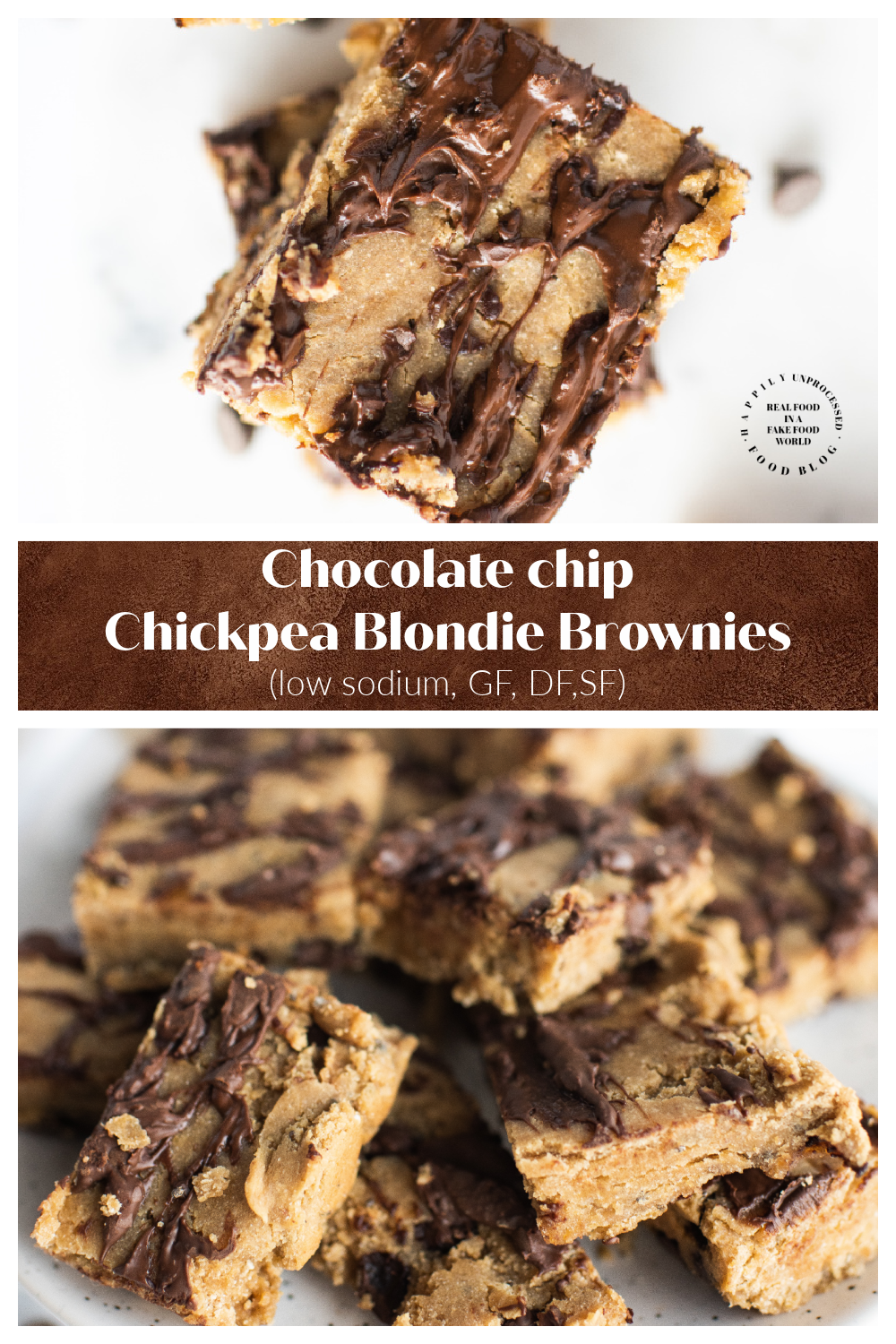 Chocolate Chip Chickpea Blondie Brownies glutenfree dairyfree lowsodium - Chocolate Chip Chickpea Blondie Brownies