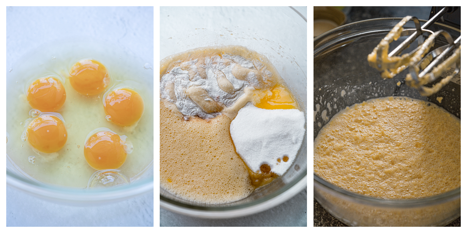 Almond Flour Chocolate Cake incorporating eggs with sugar