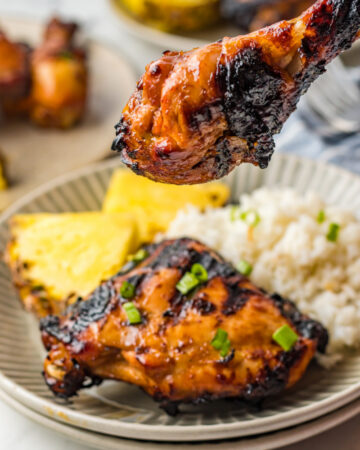 Homemade Huli Huli BBQ Chicken with grilled pineapple