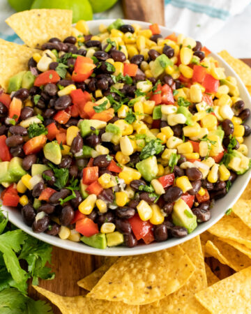 How to make fresh cowboy caviar with corn, peppers, red onion in lime vinaigrette