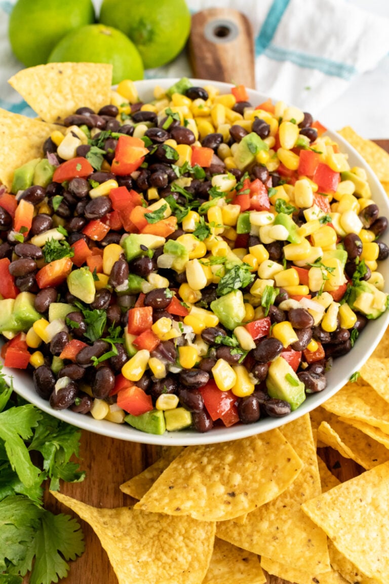 How to make fresh cowboy caviar with corn, peppers, red onion in lime vinaigrette