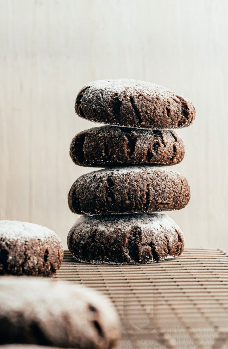 How to make Gluten Free Holiday Chocolate Crinkle Cookies with powdered sugar on top