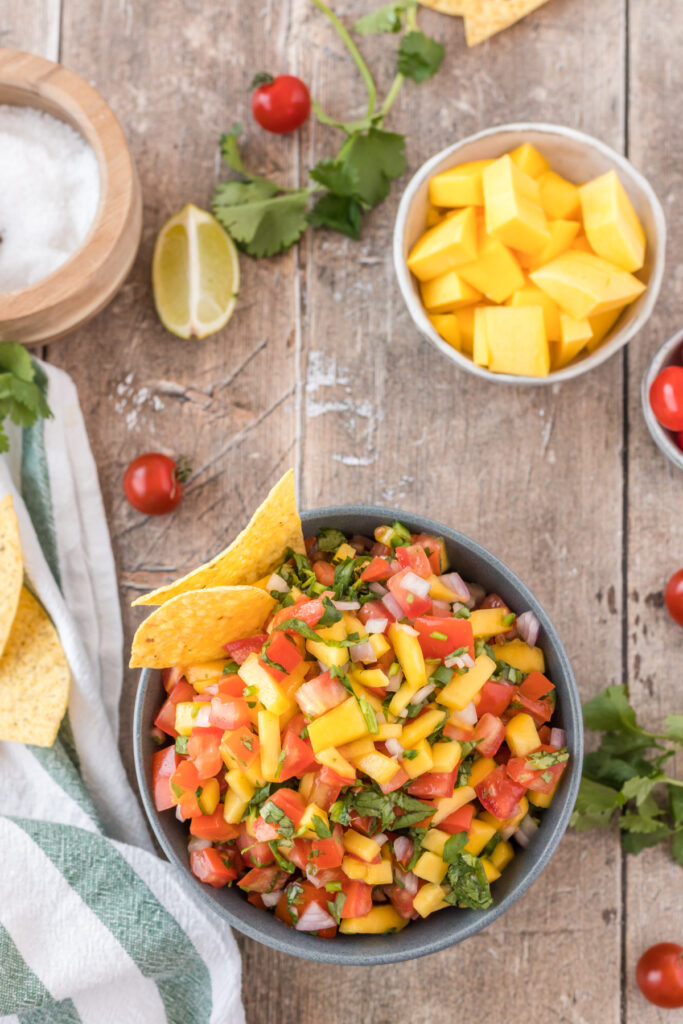 Mango Pico de Gallo is the perfect topping for fish or chicken