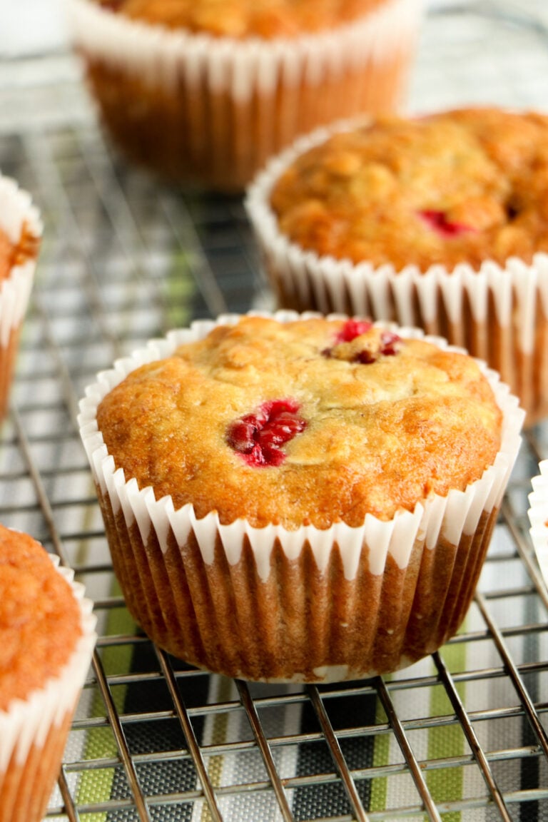 homemade low sugar cranberry banana muffins