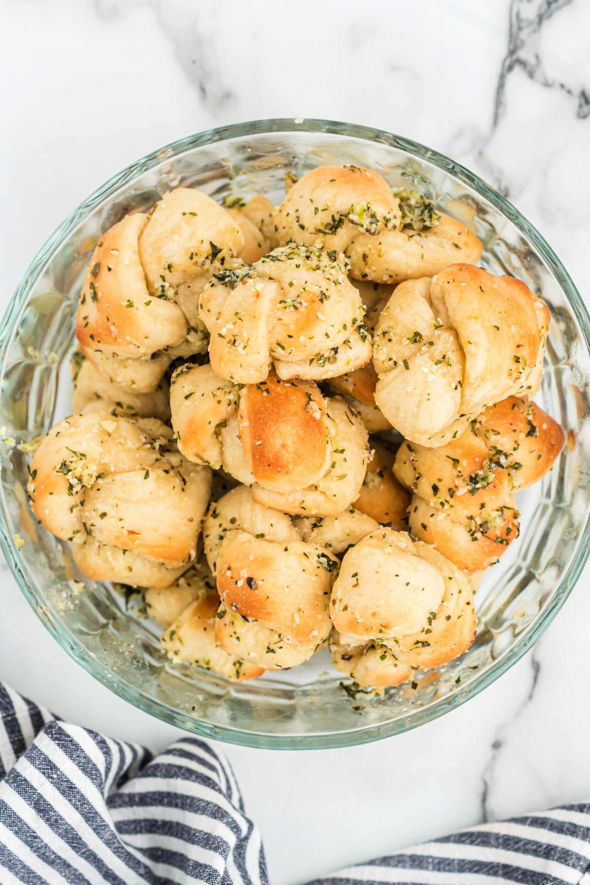 New York style garlic knots are made with real minced garlic