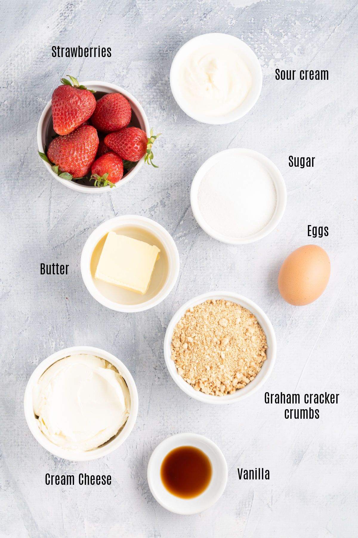 Ingredients needed to make mini cheesecake desserts