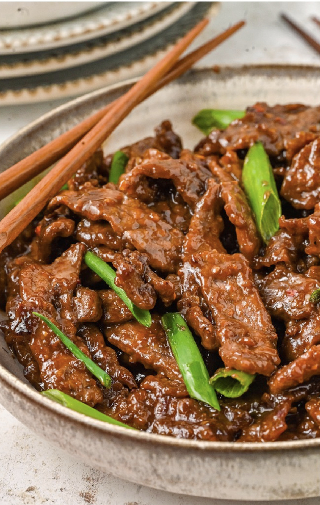 Delicious Mongolian Beef on a plate