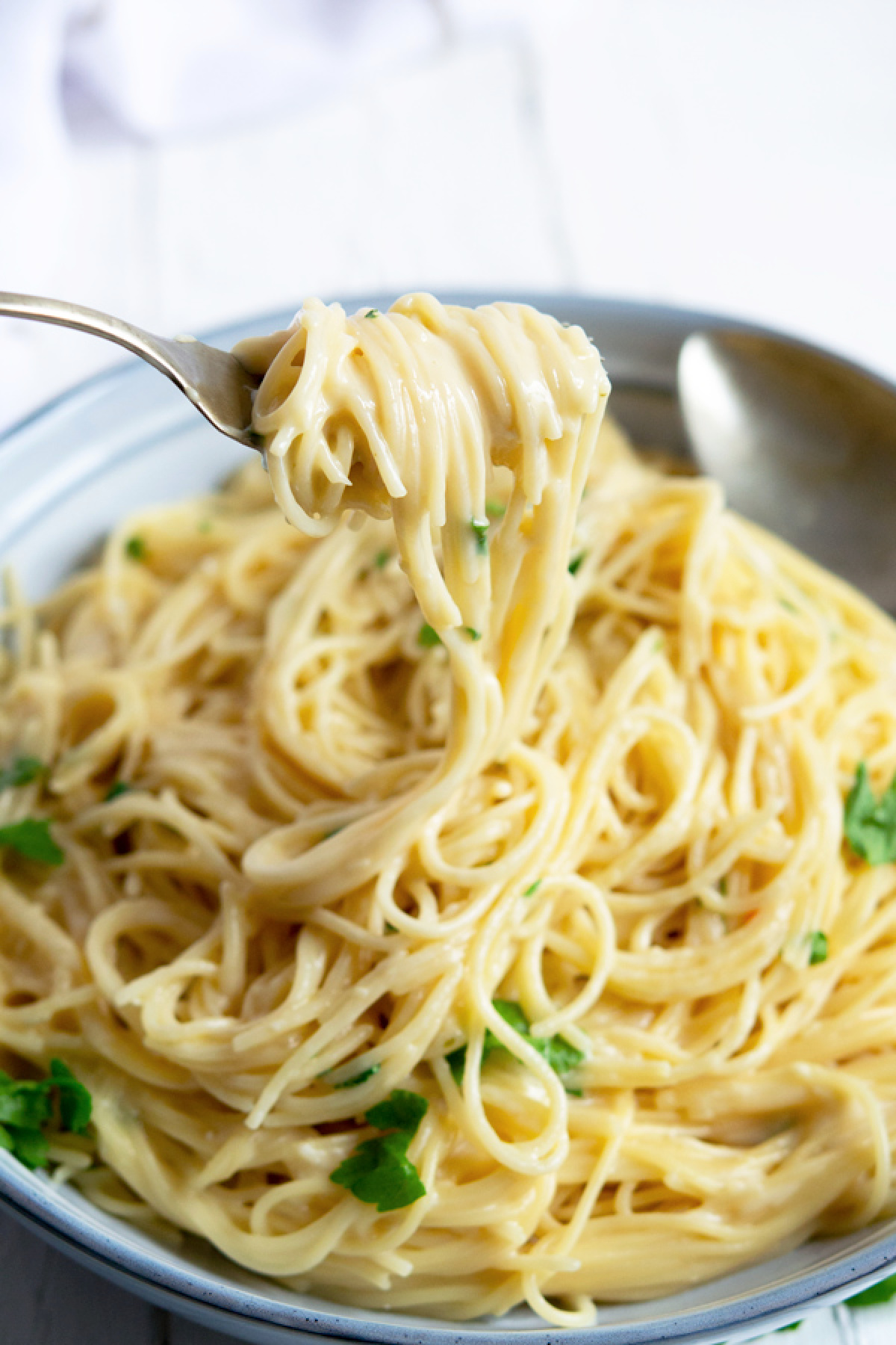 A big bowl of homemade Garlic Parmesan noodles