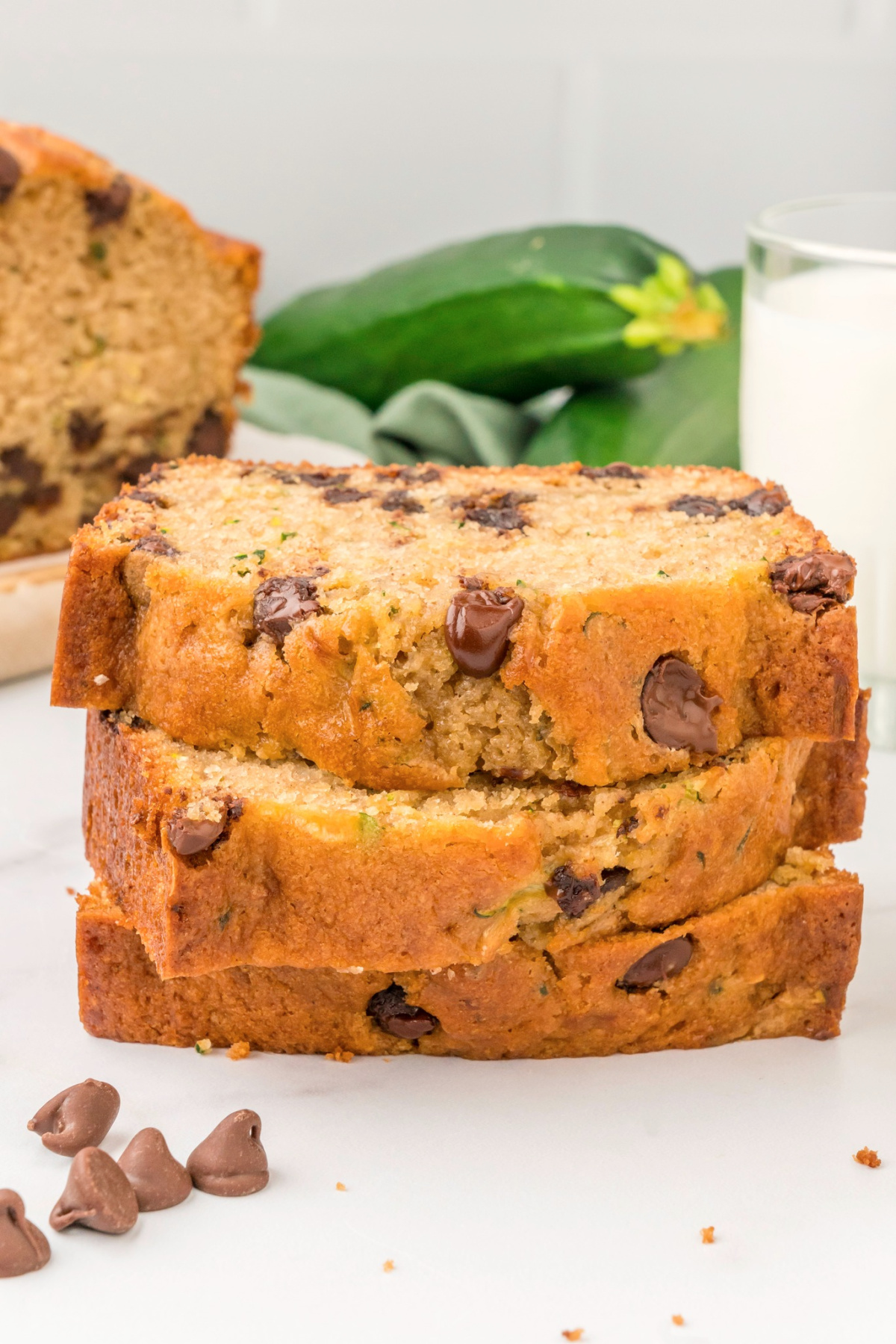 a healthier version of chocolate chip zucchini bread with no added sugar