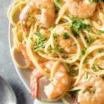 Shrimp scampi in a garlicy wine butter sauce