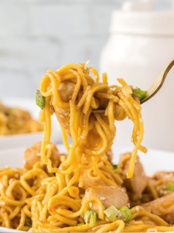 easy garlic chicken and noodle bowl