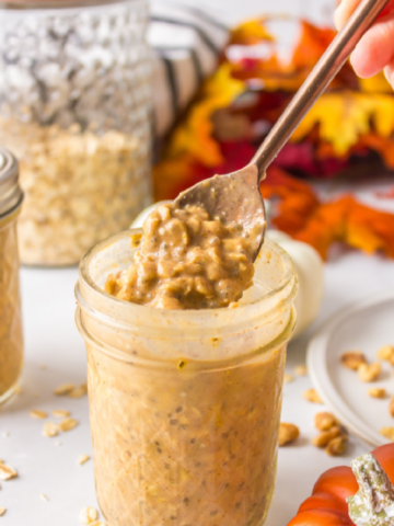 pumpkin spiced overnight oats are sweet and savory