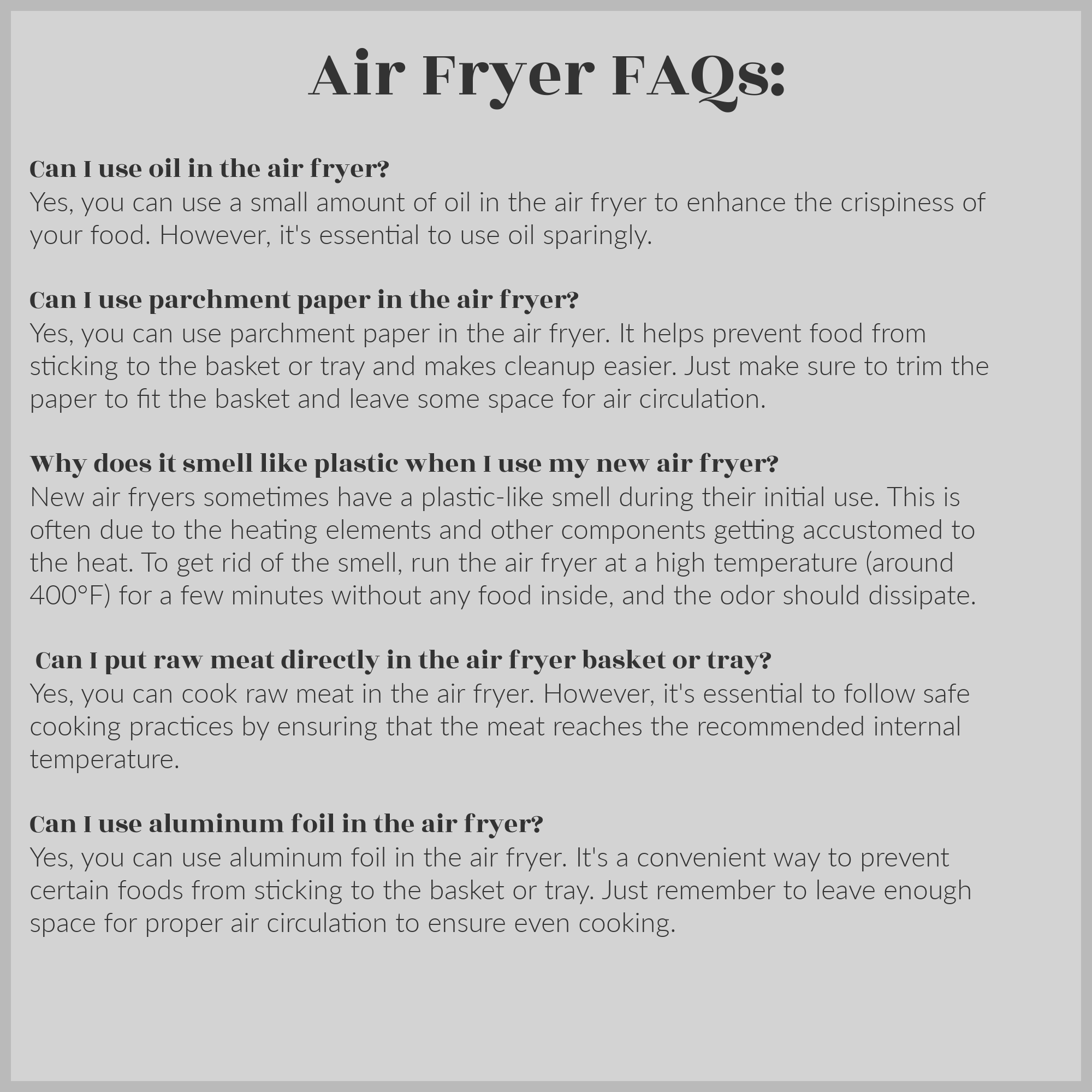 the most common questions people ask when using an air fryer