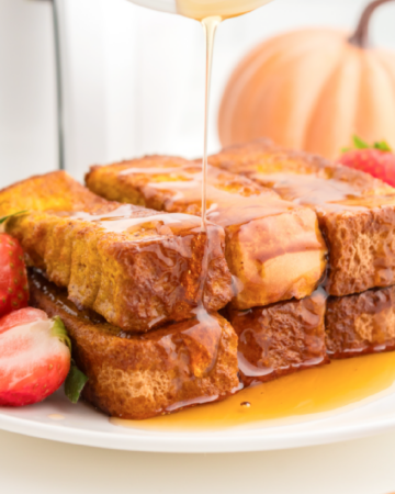 air fryer pumpkin French toast sticks with a sweet crunchy outer layer