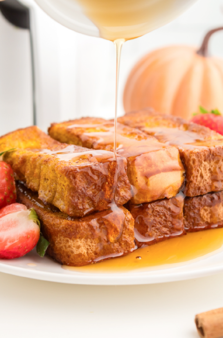 air fryer pumpkin French toast sticks with a sweet crunchy outer layer