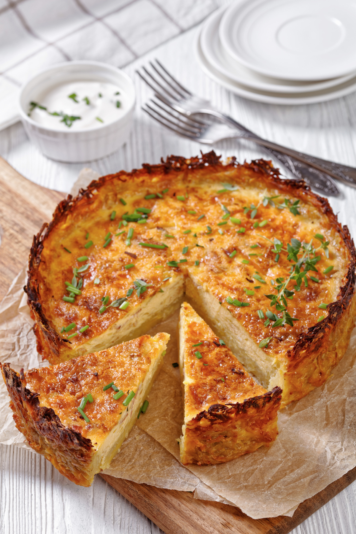 quiche with a hashbrown crust