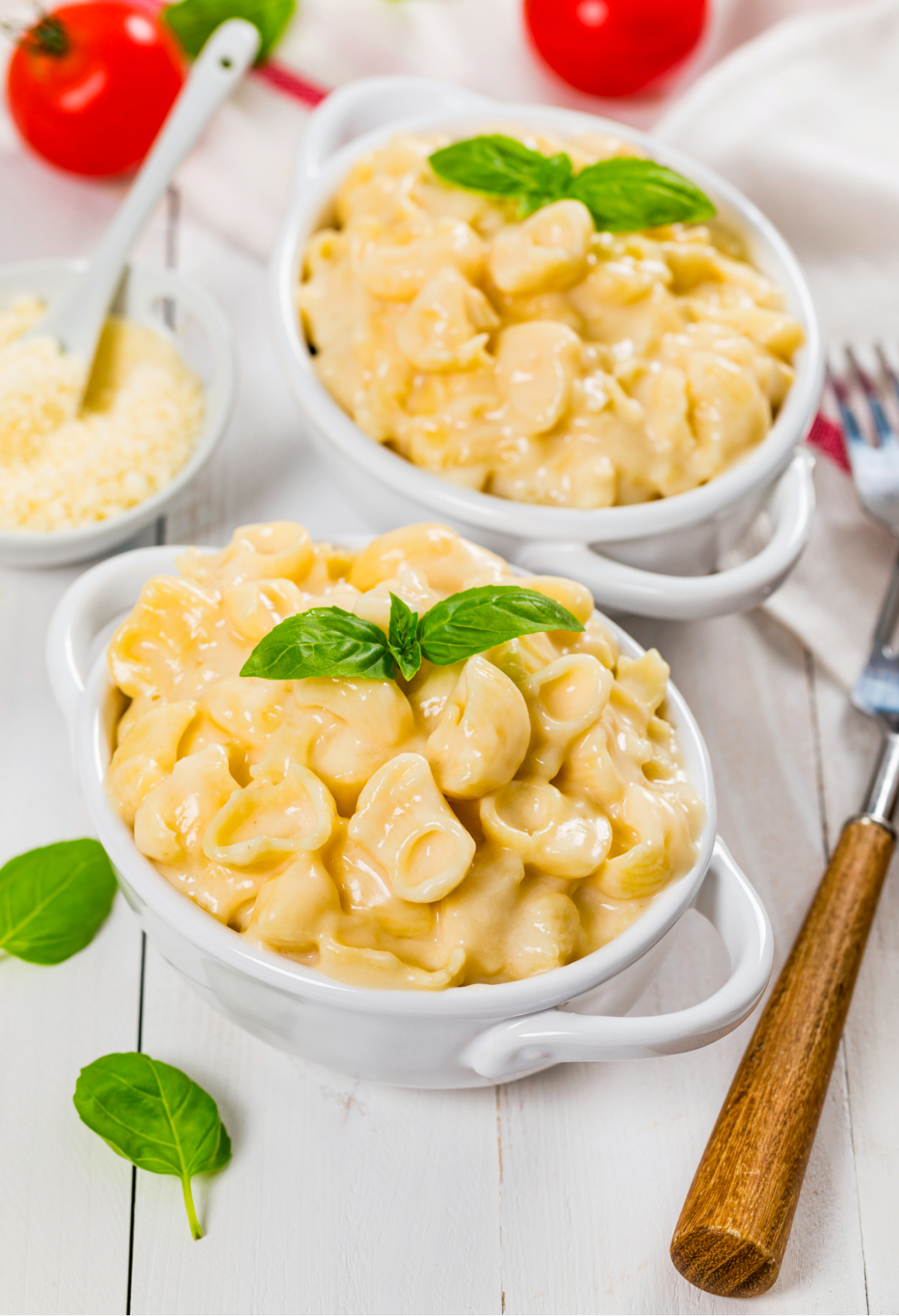 a bowl of cheesy butternut squash mac and cheese