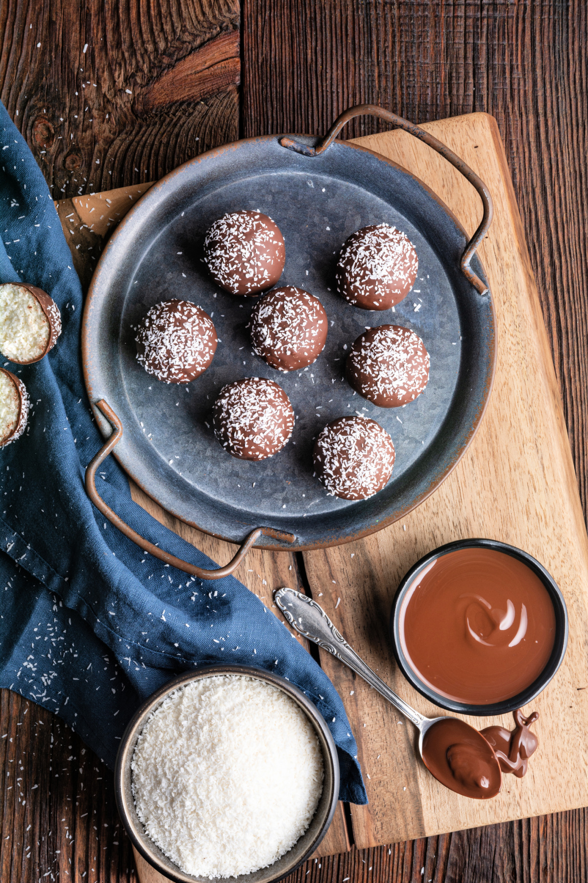 No bake dark chocolate coconut bites are a homemade version of the popular almond joy bar.