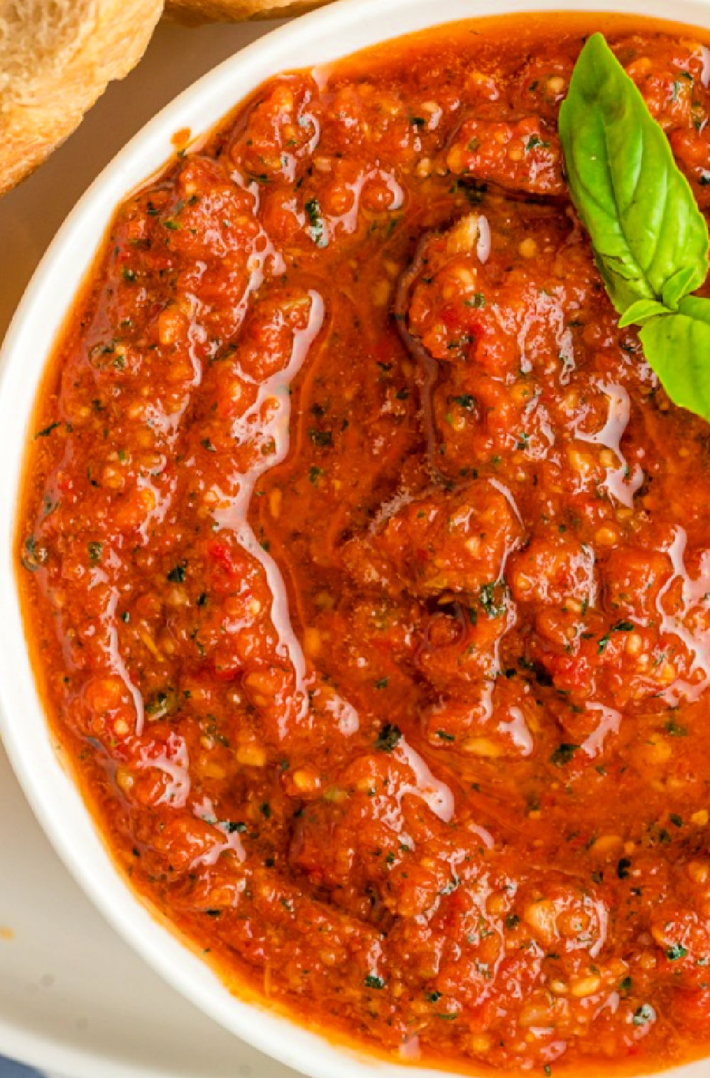 freshly made tomato basil pesto with roasted garlic