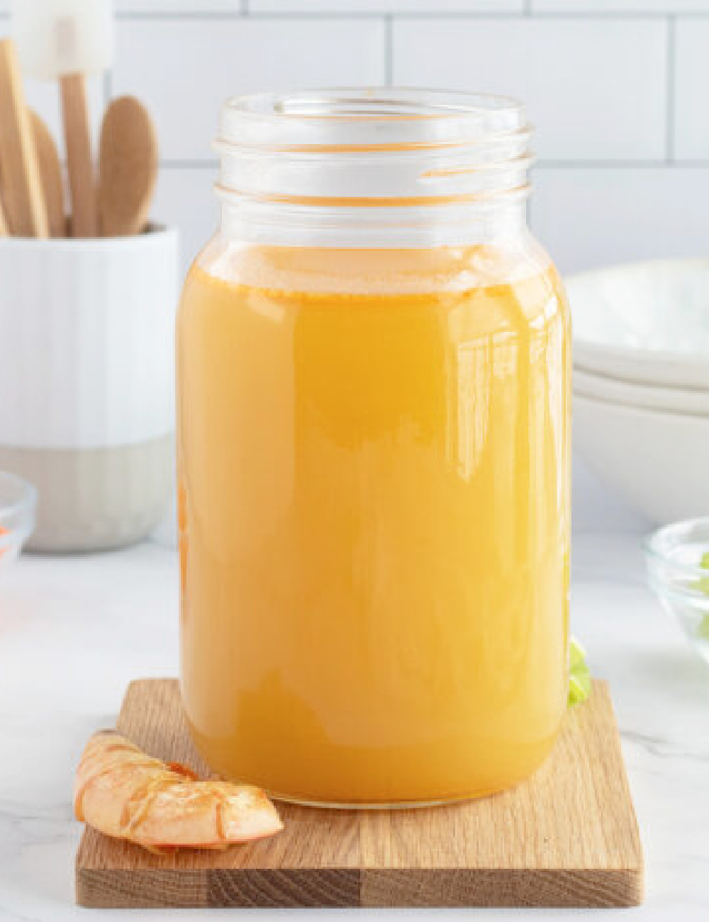 homemade seafood stock made from shrimp shells