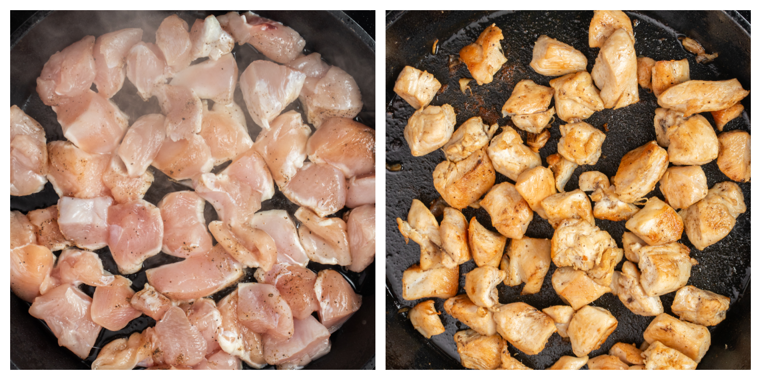 pan searing chicken for marry me chicken and pasta dinner