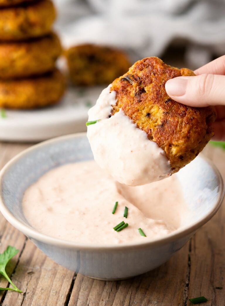 Roasted Cauliflower Fritters with Dipping Sauce