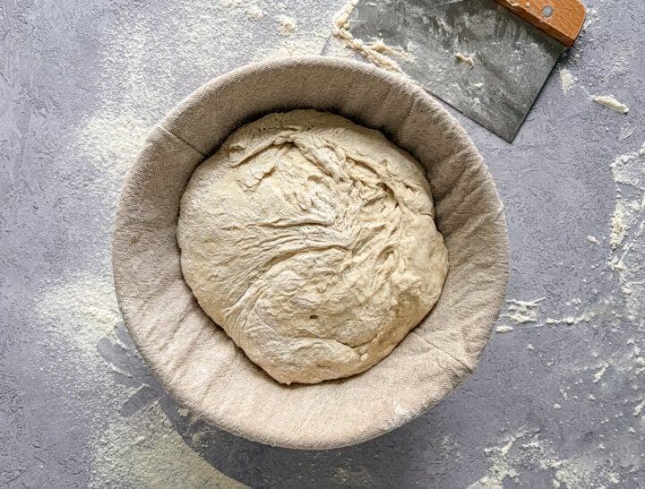 Shaped sourdough bread in Banneton